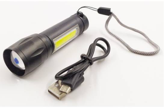 Фонарь КОСМОС 3вт ХРЕ, 3Вт СОВ, лит. аккум. 600mAh, Micro USB шнур